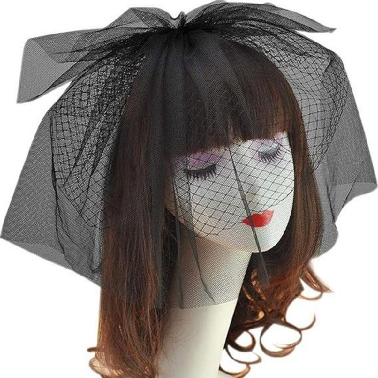 Women Bridal Veil Short Tulle Wedding Bridal Veil with Clips Mesh Birdcage Face Veil Gothic Halloween Coplay Party Veil