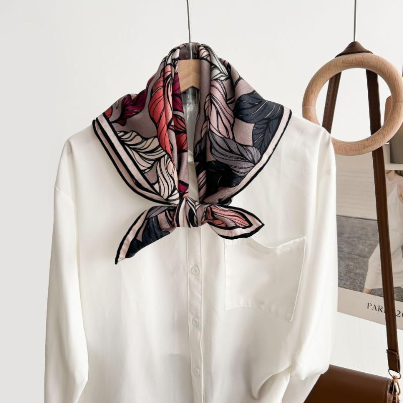 Colored leaves double-sided heterochrome silk wool silk scarf women's new thermal shawl light luxury versatile silk wool scarf