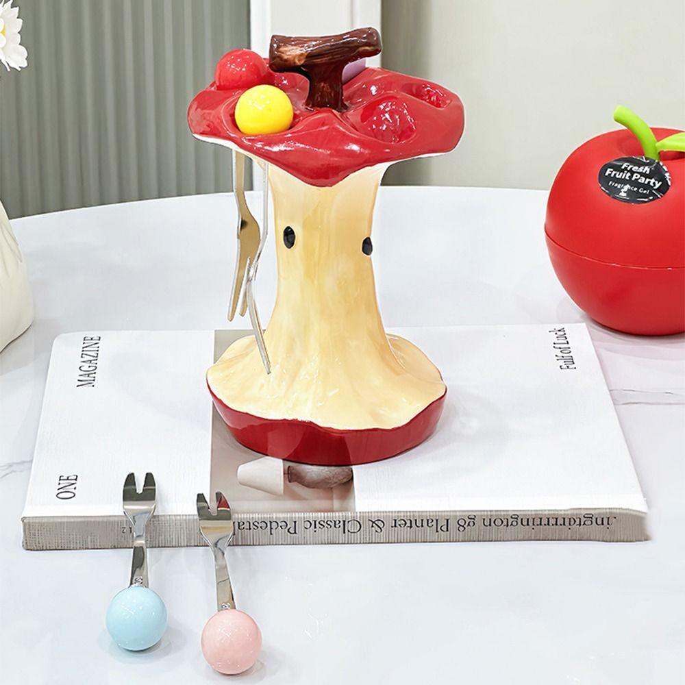 Portable Dessert Fork with Holder Creative Fruit Fork with Storage Jar  Household