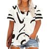 Plus Size Women's Fashion Casual Vintage Printed O-Neck Short Sleeve Button T-Shirt Top