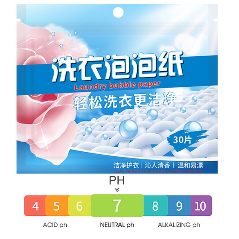 30 szt. Tabletki do prania silne odkażanie detergent do prania w arkuszu bielizna detergent do czyszczenia ubrań papier bąbelkowy do prania