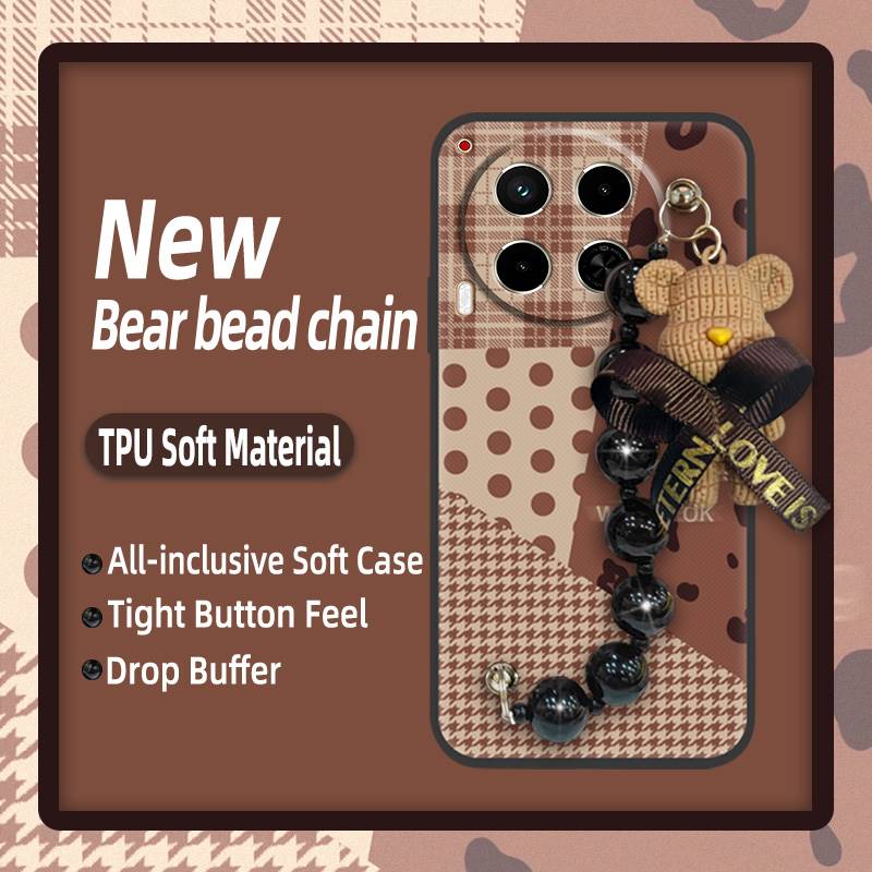 Soft Case Black Pearl Pendant Phone Case For Tecno Camon30/4G/5G/CL6/CL7 Silicone Dirt-resistant Protective Case Cartoon