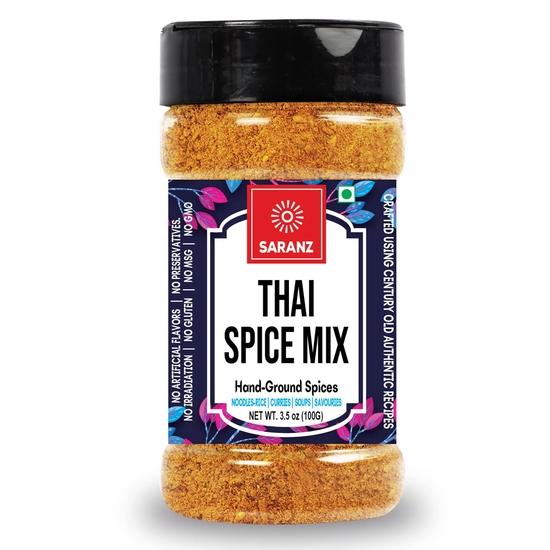 

САРАНЗ Тайская смесь специй Экзотическая приправа Идеально подходит для закусок, аперитивов, пикантных блюд, первых блюд, основных блюд Ароматная-100 грамм Банка-дозатор