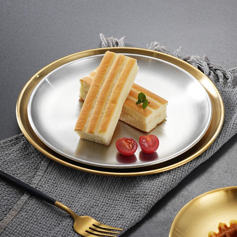 Plate Tray Dining Tray Steak Plate Korean Stainless Steel Circular Barbecue Plate