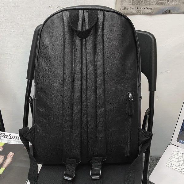 Large Capacity PU Leather Backpack - Unisex Casual Travel & College Bag