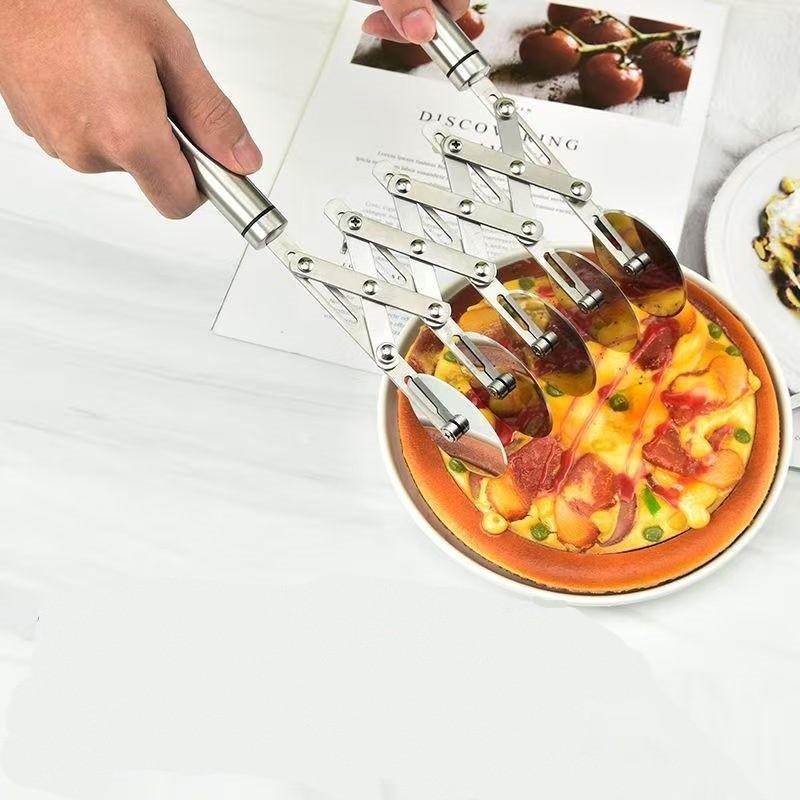 Stainless Steel Multiwheel Youtiao Cutter With Pizza And Pastry Blade For Kitchen Use