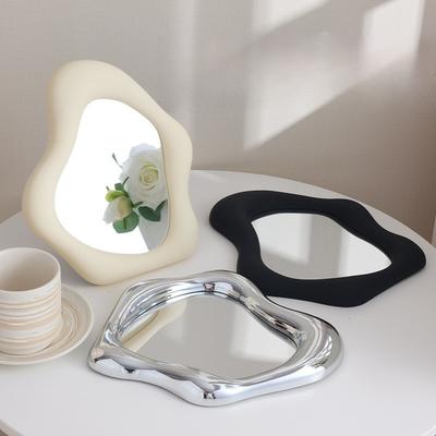 Fashion Silver Decorative Mirrors Electroplated Laser Makeup Mirror for Women Corrugated Irregular Cosmetic Mirror Room Decor