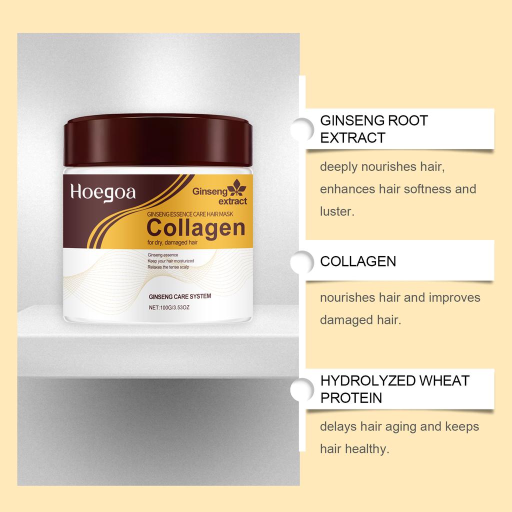 Hoegoa Argan Oil Hair Mask - Collagen Moisturizing Easy Absorption, Improving Frizzy Hair Texture