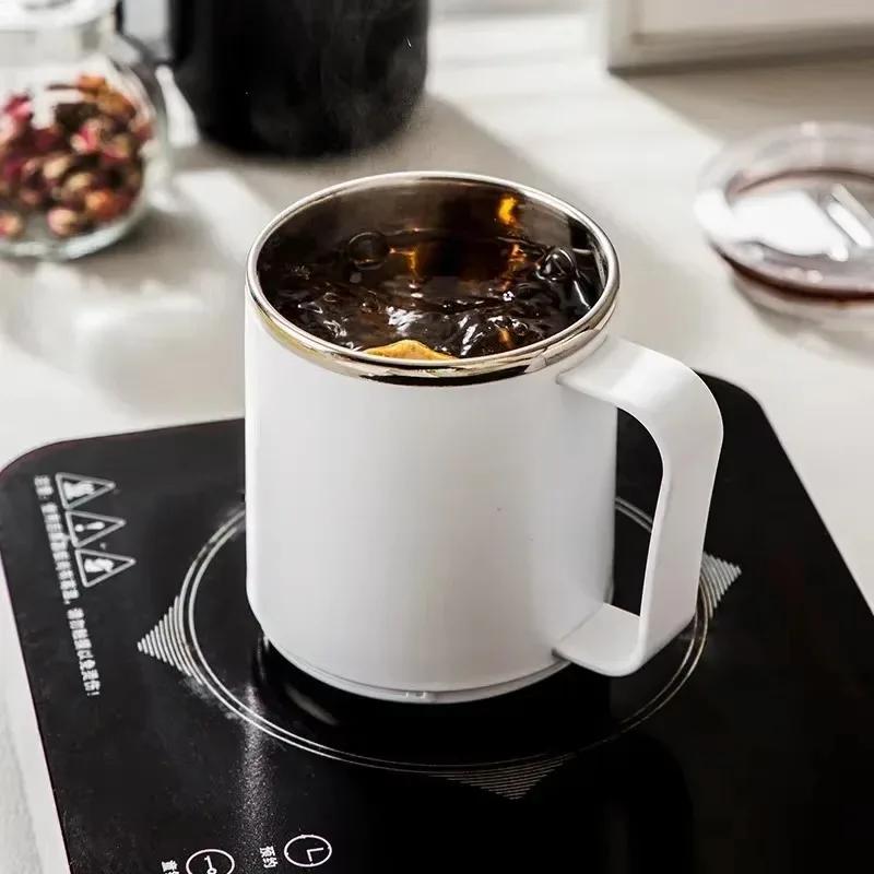 Vacuum Cup Insulated Stainless Steel Coffee Cup Mug Heatable Portable with Lid Handle Home Office Water Cups Drinking Utensils