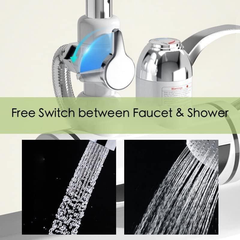 360° Rotating Rapid Heating Faucet Tankless Water Heater with LED Display and Hose, Complete Shower Set