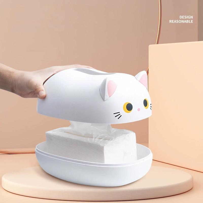 Multi functional cute cartoon cat tissue box napkins storage box kitchen paper container desktop toilet paper holder