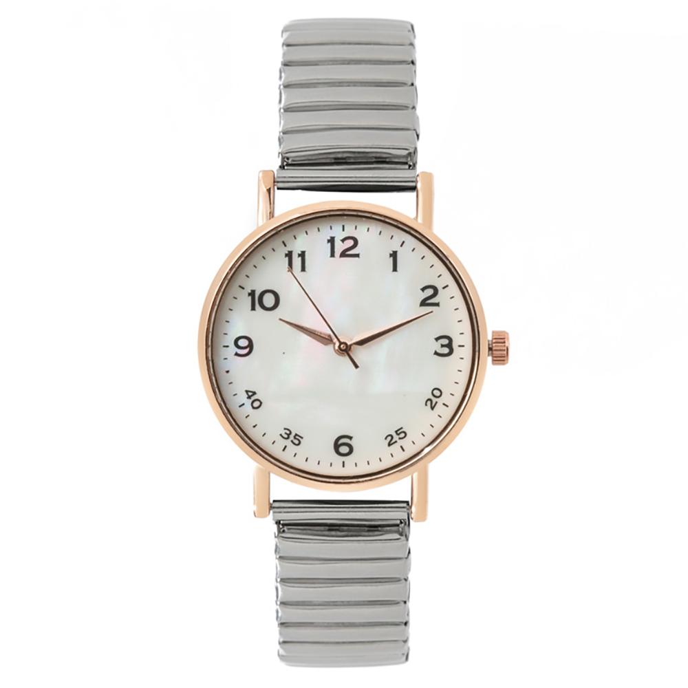 Simple Digital White Face Ladies Quartz Watch Casual Stainless Steel Stretch Strap Fashion Women Dress Clock Watches