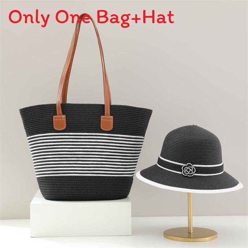 Straw Hat And Bag Set With Sun Protection For Outdoor Travel Casual Summer Adults