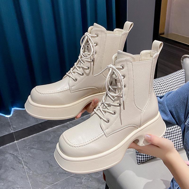 Martin boots women's autumn and winter new Korean fashion version square head women's boots short boots women's medium tube thick-soled leather