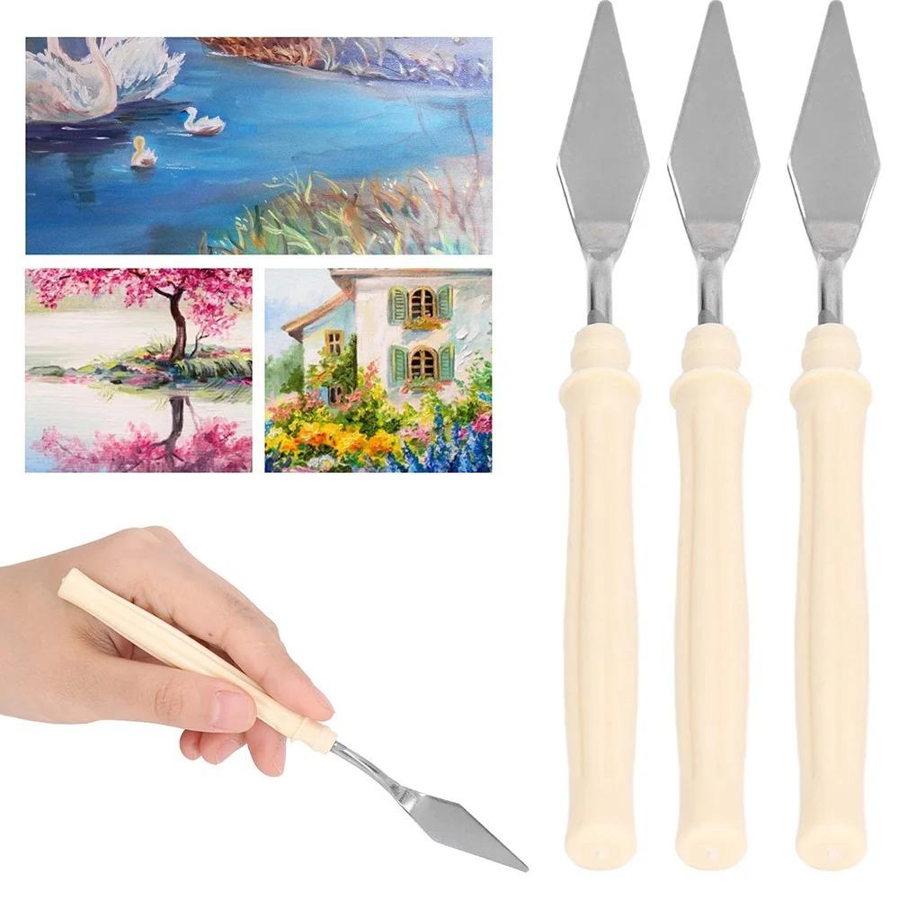 7PiecesCake Palette Knife Art Small Clay Tools Baking Mini Oil Spatula for Decoration DIY/Decoration Design PlasticWooden Handle