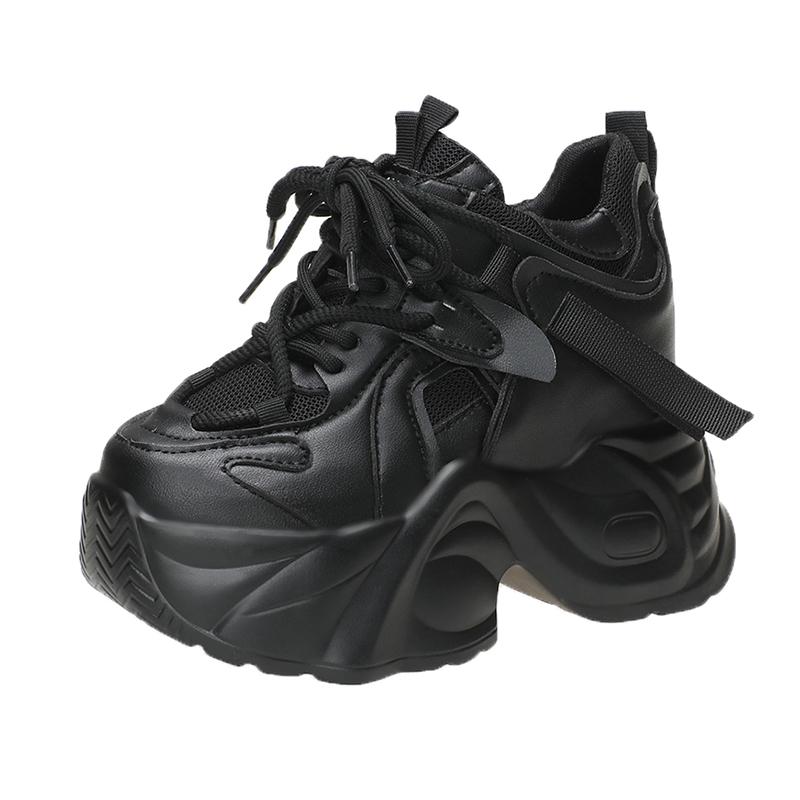 

Модные 9,5 см осенние женские повседневные спортивные туфли универсальные удобные женские кроссовки на толстой подошве дышащая сетка весенние туфли на высокой платформе 36 чёрный