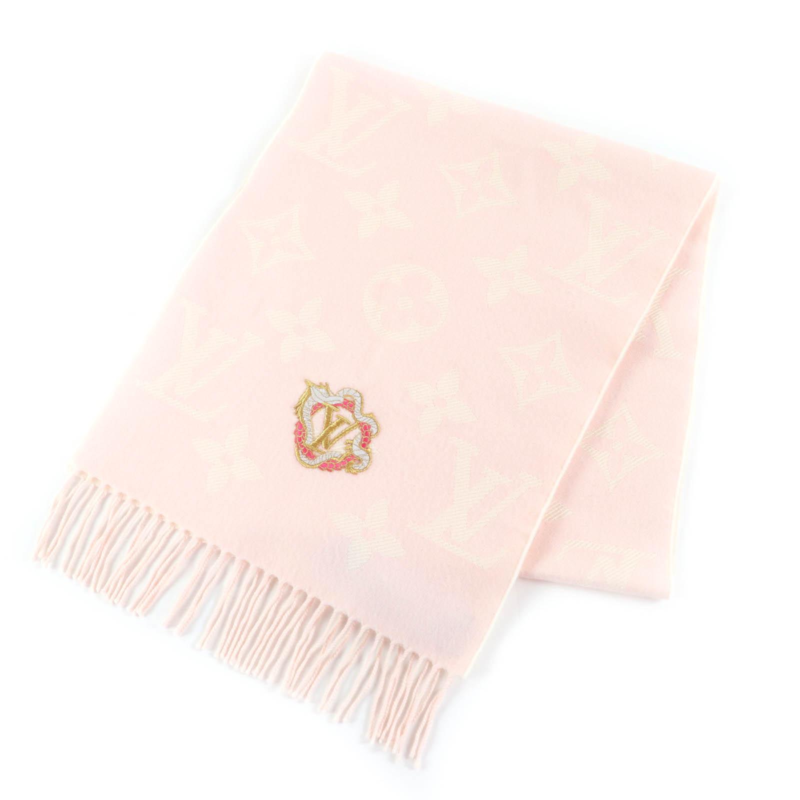 

Great LOUIS VUITTON Scarf Pink off-white wool Women M79522 Used