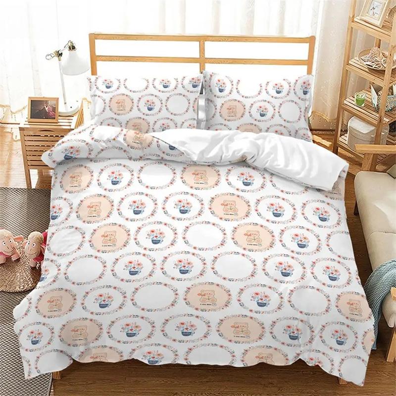 3D Cartoon Pigs Cats Bedding Set Cute Animals Duvet Cover Double Queen King Twin Full Size Kids Girls Polyester Duvet Cover Set