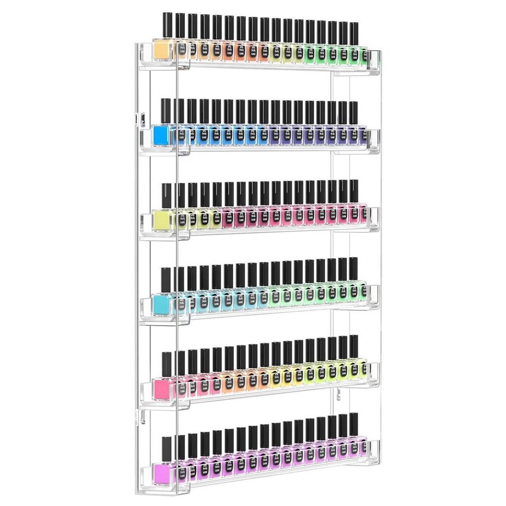 Transparent Acrylic Wall-Mounted Display Rack for Nail Polish, Records, and Picture Books