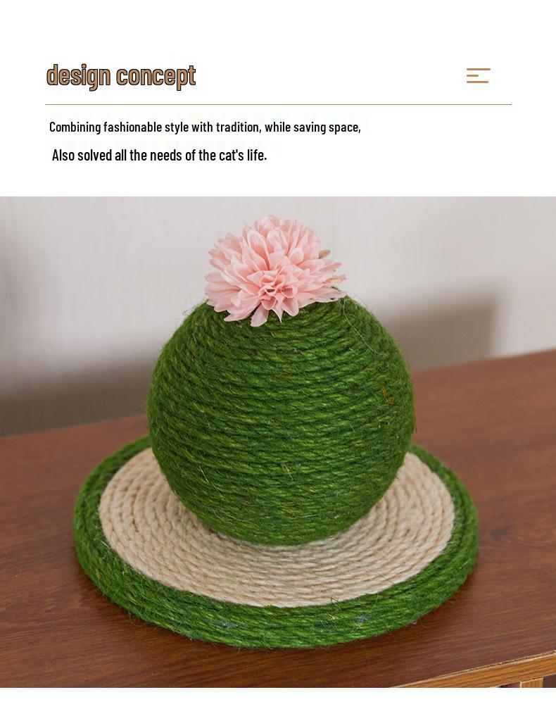Sisal Cat Teaser Ball: Self-Entertainment Toy with Vertical Scratching Board