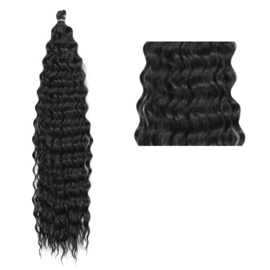 Women Long Curly Hair Bundles Natural Looking Fluffy Crochet Boho Braids Braiding Hair Deep Wave Synthetic Ponytail Hair Extension