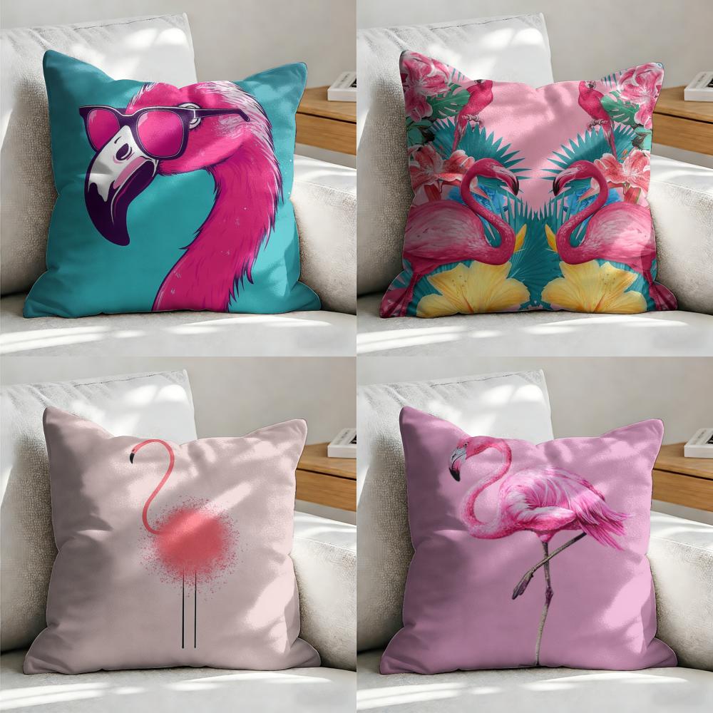 Flamingo Cushion Cover Soft Short Plush Pillow Cover Smooth Cozy Texture Aesthetic Cushion Case Home Decor