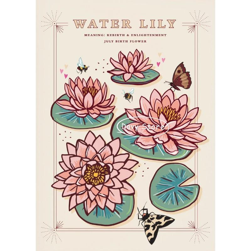 

Flowers Meaning Illustration Posters Prints Magnolia Dahlia Cosmos Canvas Painting Wall Art Picture for Living Room Home Decor 21cm×30cm NoFrame