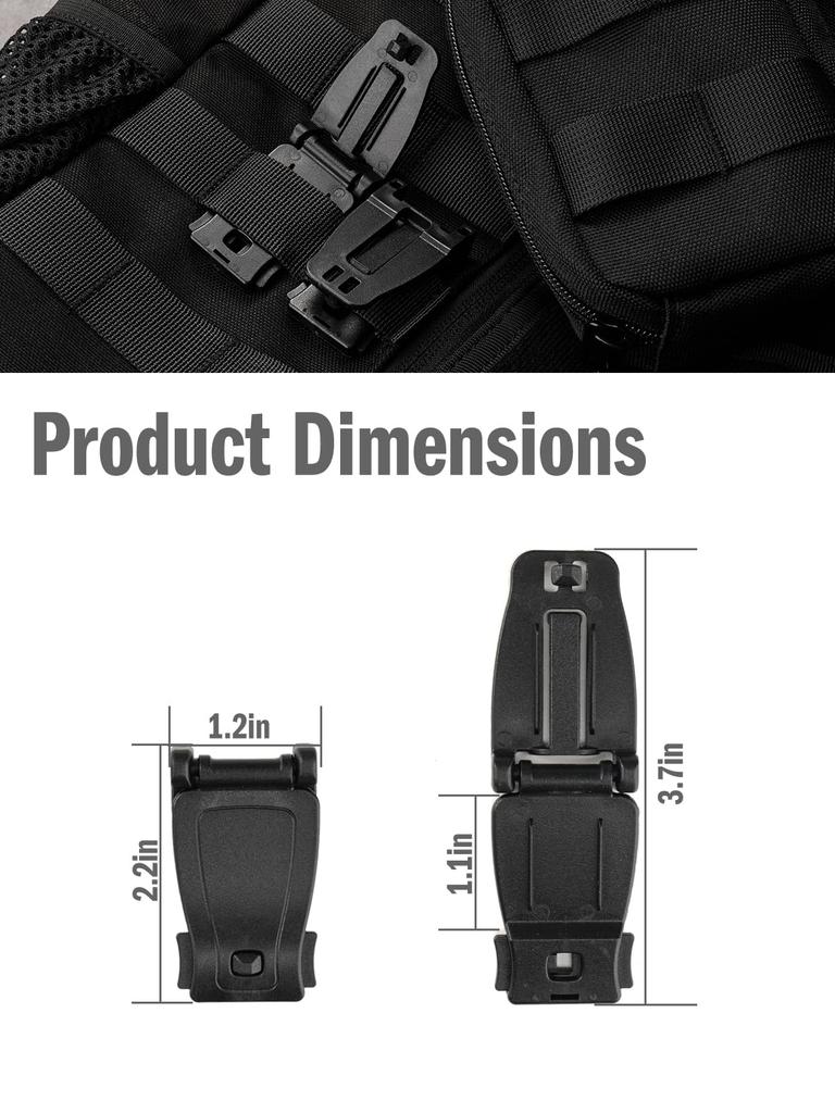 VIPERADE VAB2 Multipurpose Clips for Molle Tactical Locking Carabiners for Molle Webbing Attachment to and Bags 10-Pack 1" Webbing, Backpacks,