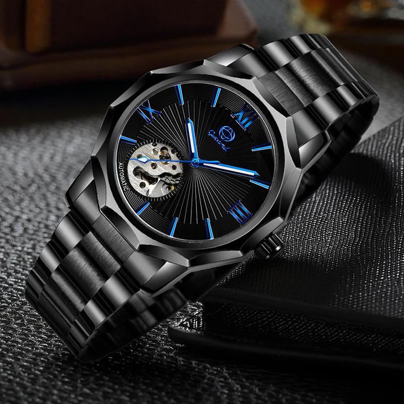 

New Top Brand Mechanical Watch Men s European and American Style Automatic Mechanical Watch Polygon Dial Fashion Watch