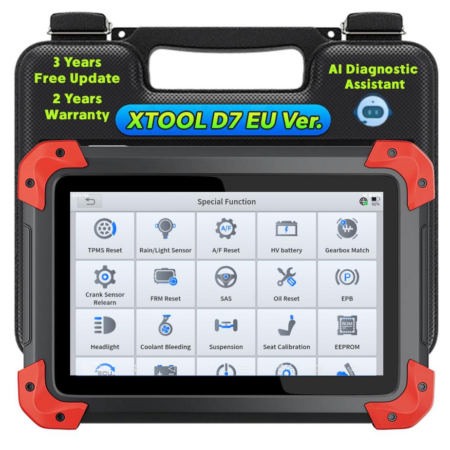 EU Stock XTOOL D7 EU Ver. AI Car Diagnostic Tool 36+ Reset Functions Key Programmer Active Test OBD2 Scanner 2 Years 64G Memory