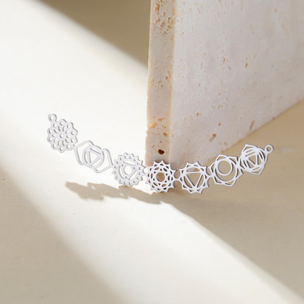 Teamer Yoga 7 Chakra Pendant Charm Stainless Steel Pendant For Women Necklace Bracelet Making Jewelry Valentines Gift