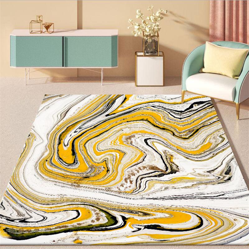 Carpets for Living Room Nordic Abstract Sea Water White Yellow Pattern Carpet Floor Mat Grey Modern Home Decor Bedroom Carpet