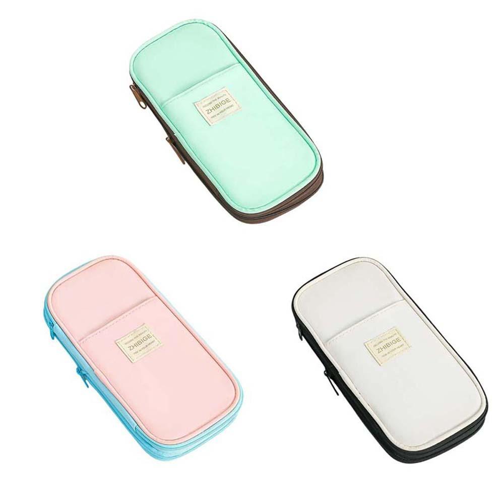 Telescoping 2 Layers 2 Layers Pencil Bag Desktop Storage Hand Held Large Capacity Pencil Bag Canvas Candy Color