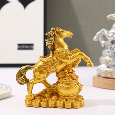 Chinese Traditional Resin Horse Statue Feng Shui Wealth Animal Decoration Home Office Crafts Sculpture Fortune Deskt L9L6
