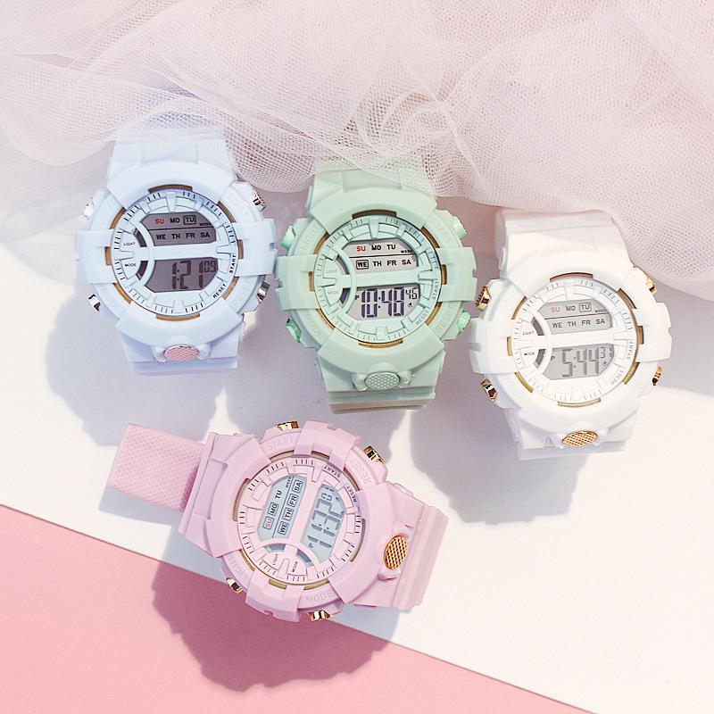 Stylish Unisex White & Gold Waterproof Luminous Multifunctional Electronic Wristwatch - New Korean Trend.