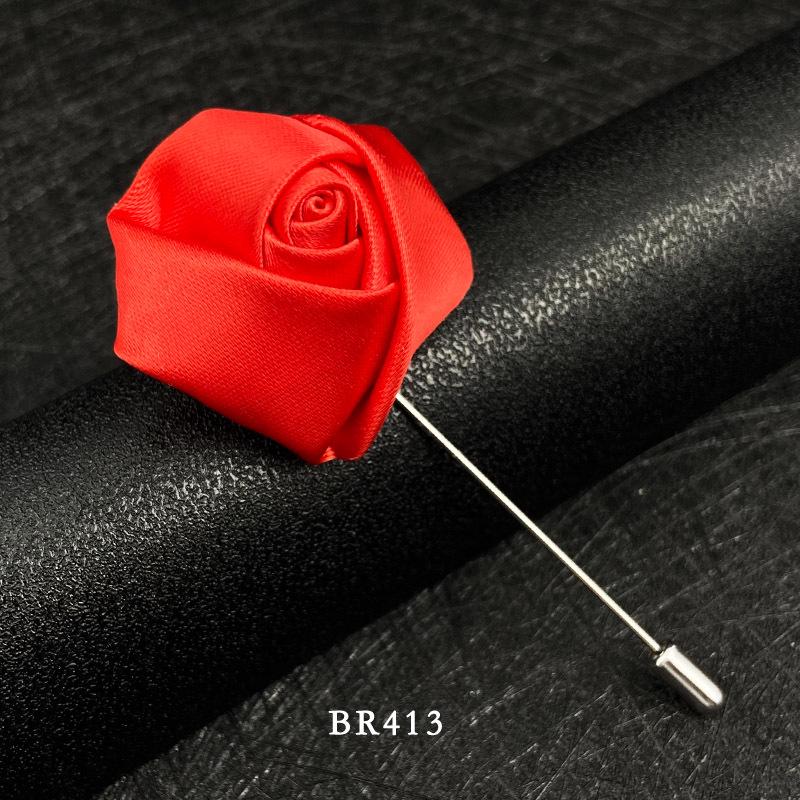 Handmade Multi-Color Rose Fabric Brooch Pin for Men's Suits - Korean Style Accessories