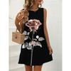 Sleeveless Dress Women O Neck 3d Print Midi Dresses Comfortable Plus Size 8XL Beach Clothing
