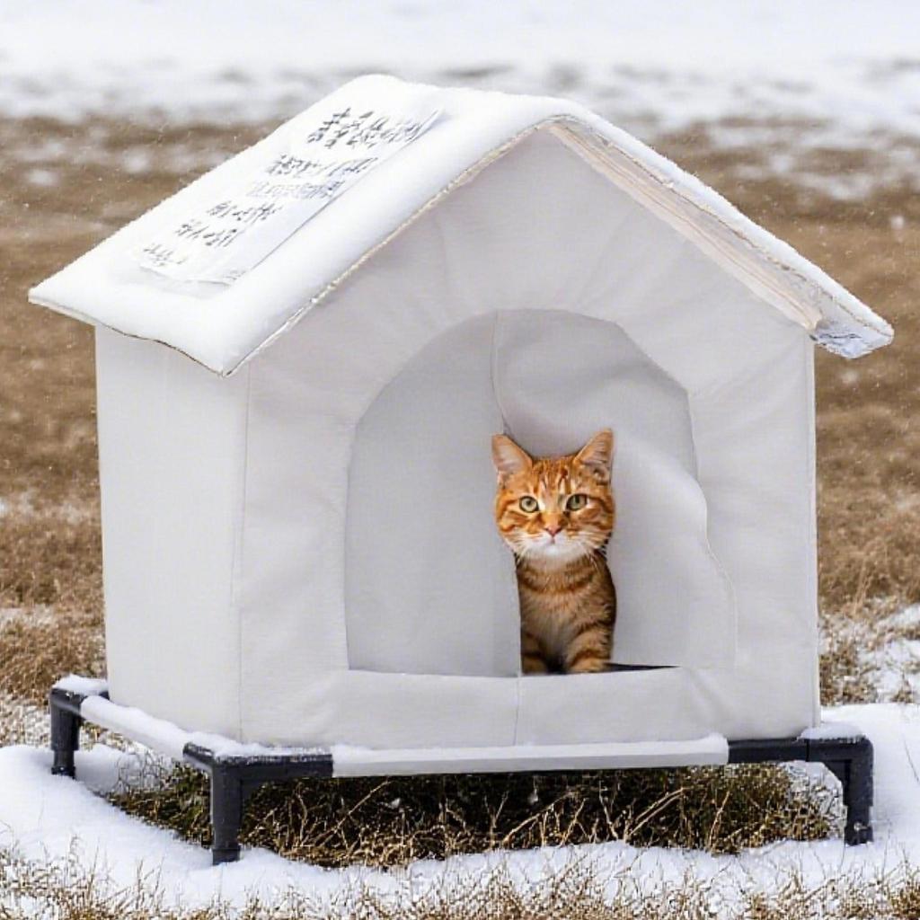 Cat House for Outdoor Cats Pet Protection Oxford Cloth Stray Shelter Elevated Garage