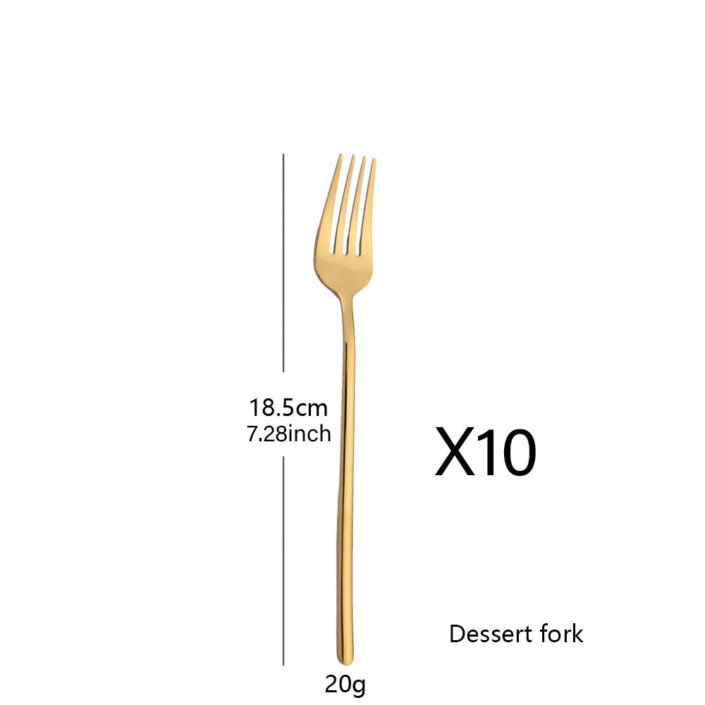 10Pcs Cutlery Sets Stainless Steel Mirror Dinnerware Set Knife Dessert Fork Coffee Tea Spoon Tableware Western Kitchen Flatware