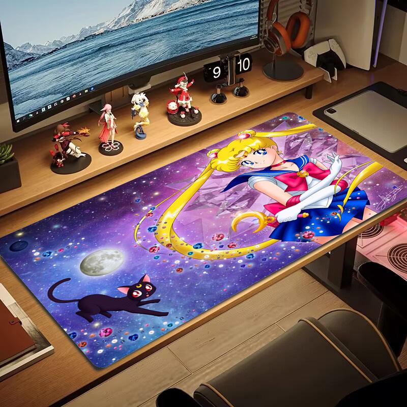 Magic Sailor Girl Color Mouse Pad Large Gaming Table Cushion Non-slip Laptop Tablet Big Mousepad XXL Mat Mini PC Playmat With Lock edge