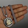 316L Stainless Steel Viking Rune Warrior Shield Pendant Necklace For Men Jewelry Power Accessories