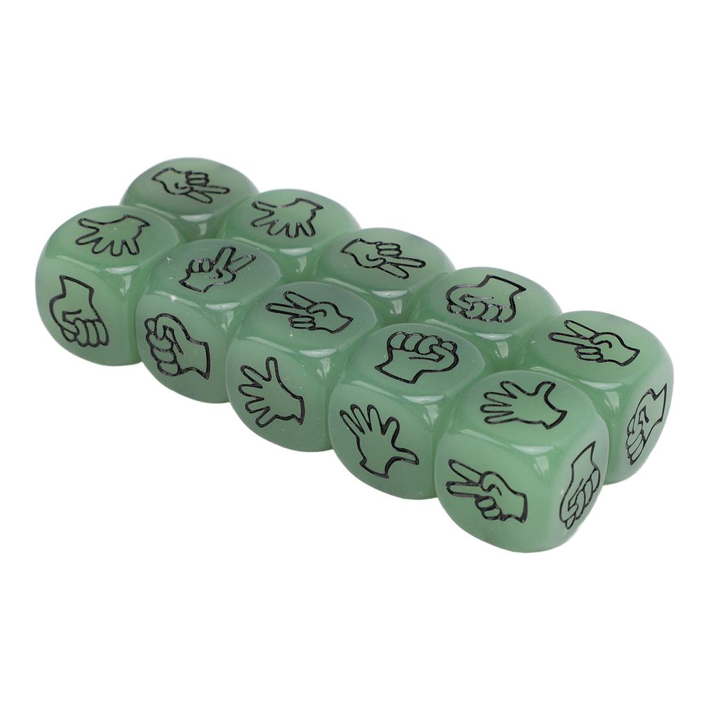 10pcs Finger Guessing Dice Luminous 6 Sided Lightweight Rock Scissors Paper Dice Set for Board Game