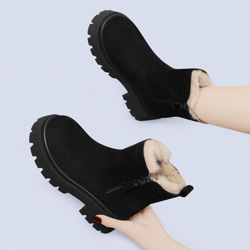 Bottes de neige pour femmes nouvelles polyvalentes tube court antidérapantes et pelucheuses épaisses chaudes chaussures en coton