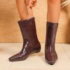 Fashion Women Autumn Square Toe Women Knight Boots Elegant Female Wedges Low Heel Short Booties Elegant Solid Slip On Shoes for Women