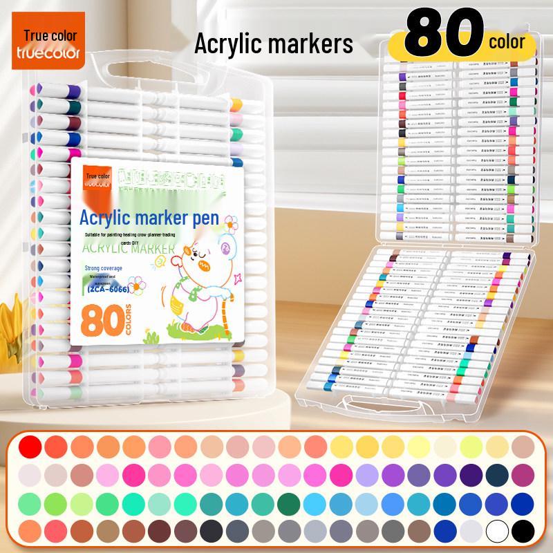 True Color Soft Tip Markers for Kindergarten DIY Painting - Stackable Colored Pencils & Acrylic Markers