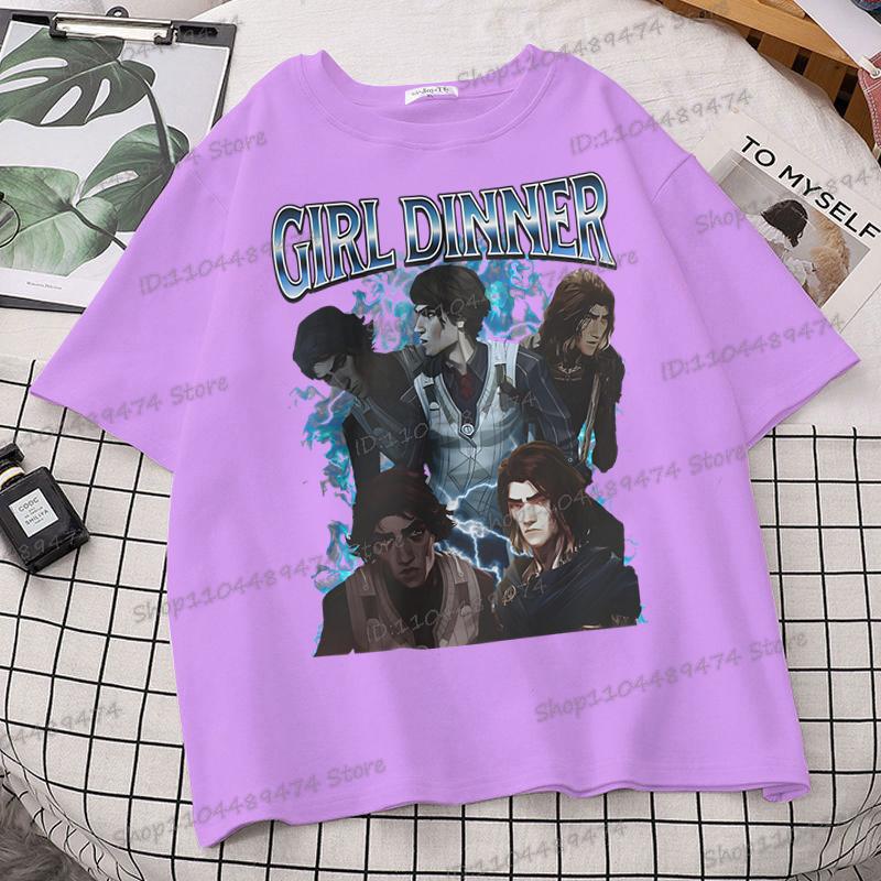 Viktor Arcane Girl Dinner T-shirt League of Legends Classic Street Style Top Clothing Women/Men Lol Fan Gift Anime Apparel Shirt