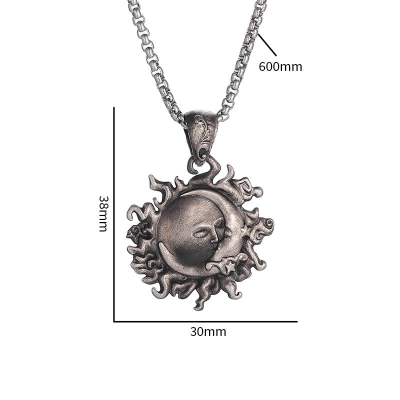 Colar Pingente Retro Sol Lua Estrela Beijo Casal Tendência da Moda Joias Casuais Literárias Acessórios Presente de Memória