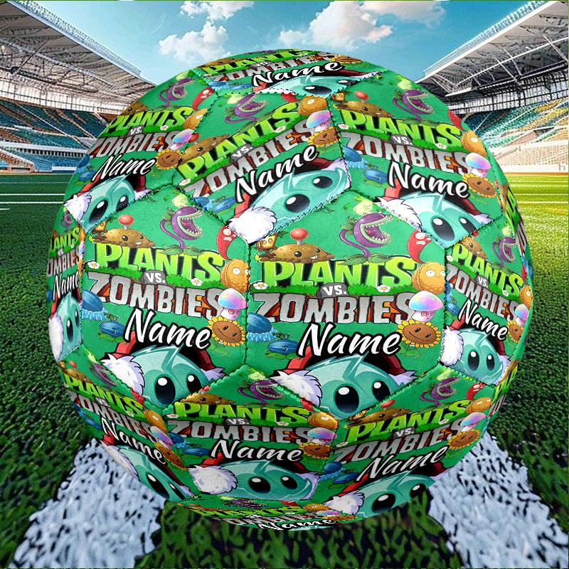 Custom Name Personalized Plants vs. Zombies Print Size 5 Soccer Ball Training & Match Football, for Team, Kicking, Gift for Football Enthusiasts
