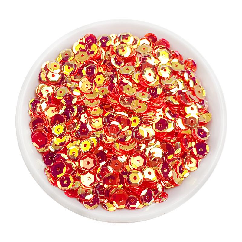 6MM Round Curved PVC Sequins with Middle Hole and Hexagonal Beads for Sewing