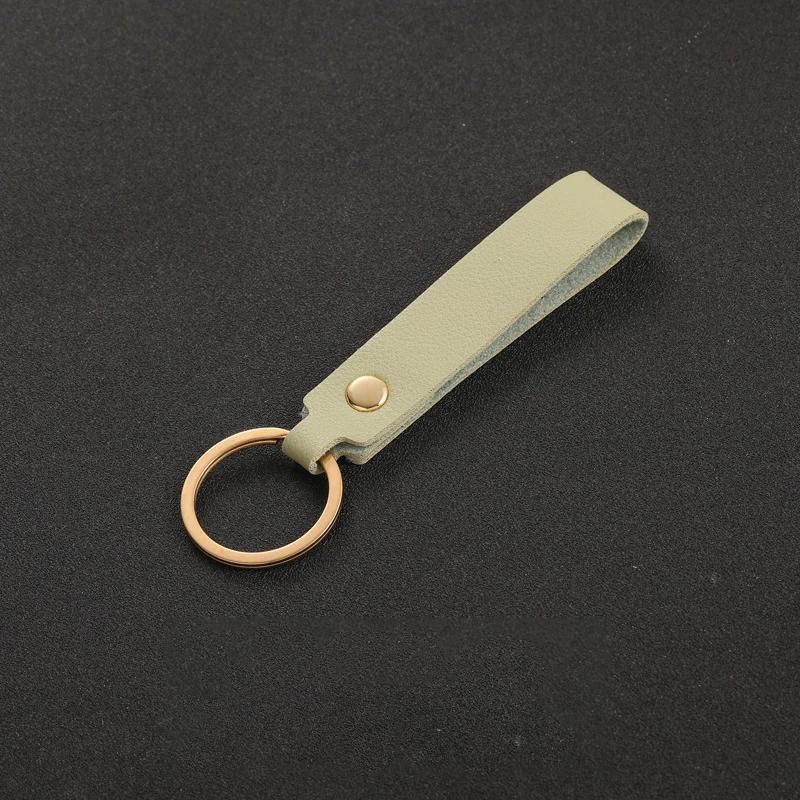 Blank PU Leather Keychain - Simple Car Key Holder for Men Women with Metal Ring Business Wedding Party Gift Pink